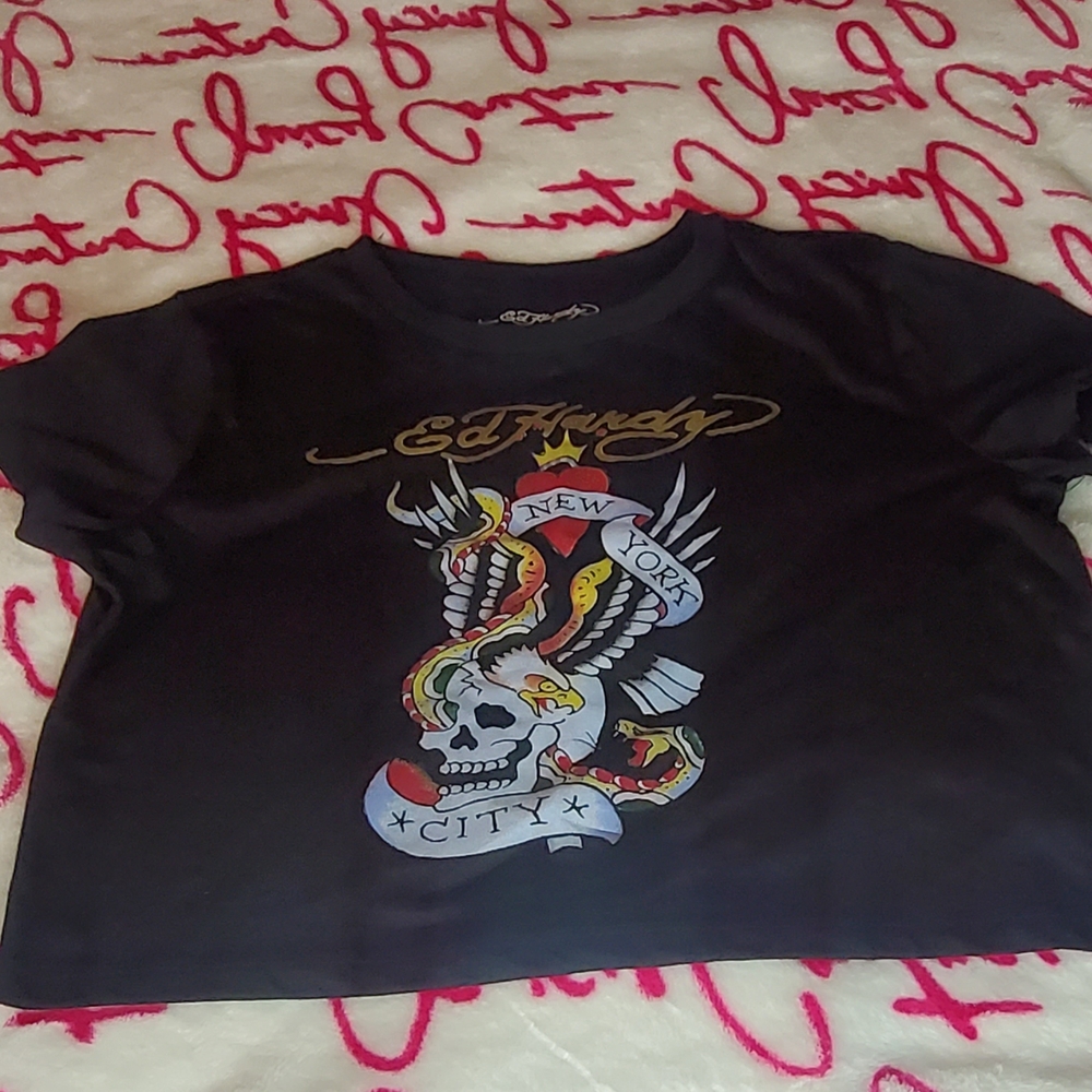 Ed Hardy Women's Black Graphic T-Shirt